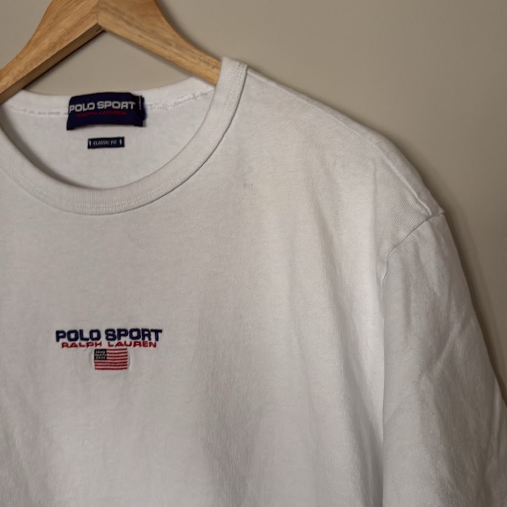 Vintage 90s Polo Sport Polo by Ralph Lauren Mens White T-Shirt rare Polo Sport M - Picture 5 of 7